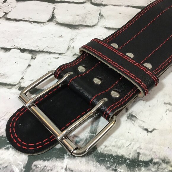 Dark Iron Fitness Padded Leather Weight Lifting Belt Fits Upto 35” Waist - Picture 3 of 6